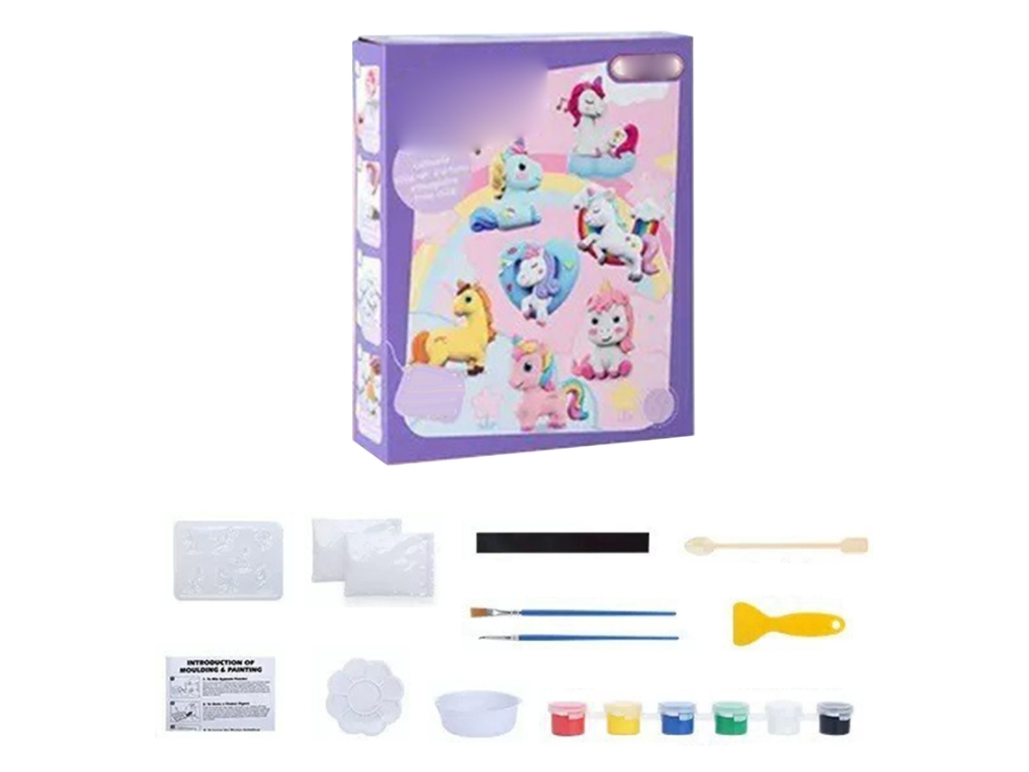 Ats-juguete De Pintura De Yeso Para Niños Diy Manual Figura De Unicornio Con Moldes Y Pigmentos Arte Y Manualidades