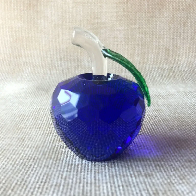Adorno De Manzana De Cristal (azul Oscuro, 50 Mm), Adorno Esférico De Vidrio Multifacético.