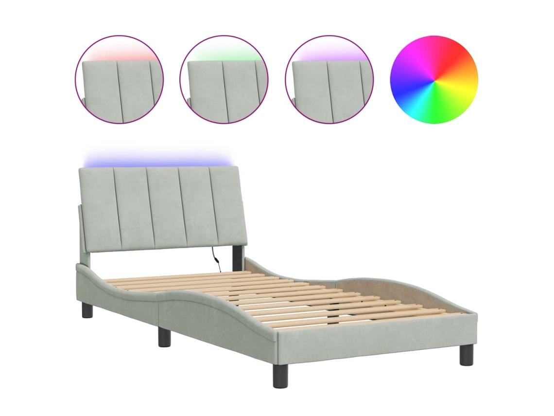 Maison Exclusive - Estructura De Cama Con Led Sin Colchón Hanko Terciopelo Gris Claro 100x200 Cm