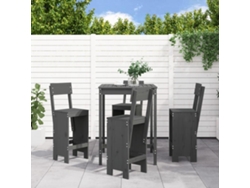 Juego de bar de jardín de 5 piezas en pino macizo gris DKD Home Decor