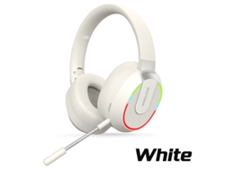 Auriculares inalámbricos Bluetooth con luz LED, cancelación de ruido pasiva HiFi y micrófono MDUG (blanco)