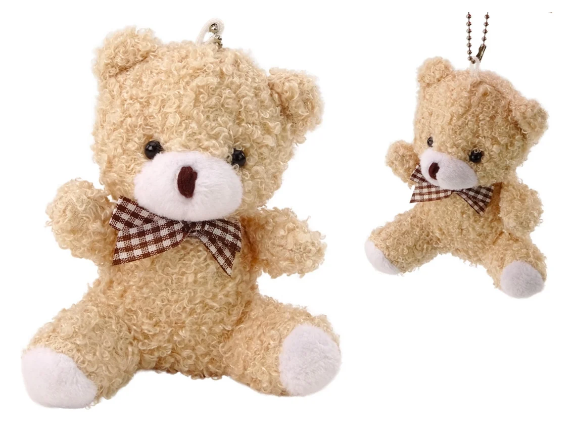 Oso de peluche color crema, pequeño, mascota, llavero, 10 cm B.active