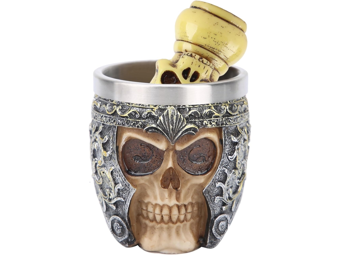 Kit De Aseo Masculino Con Diseño De Calavera, Que Incluye Tazón De Acero Inoxidable Y Cepillo Para El Cuidado De La Barba.