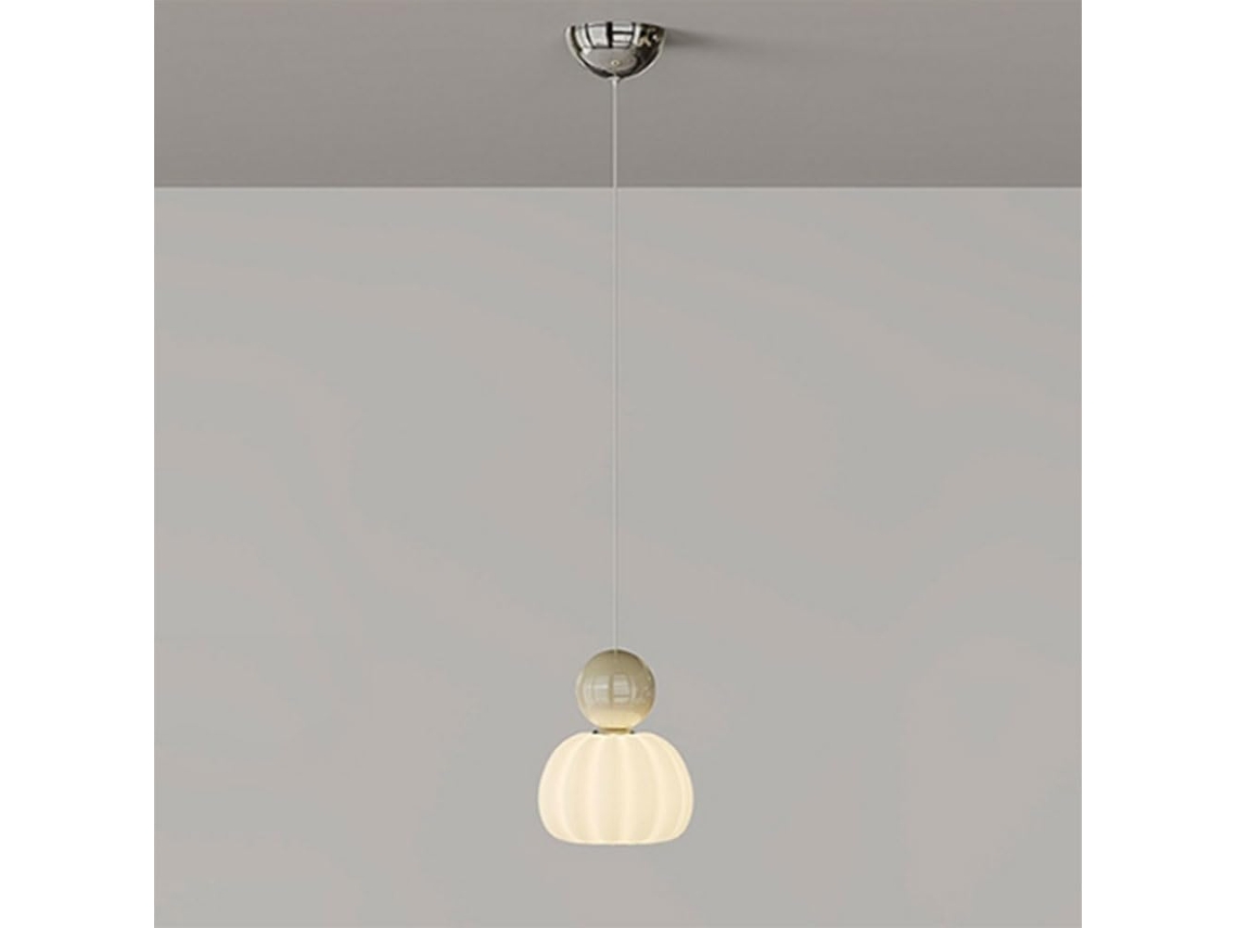 Lámpara Colgante Color Crema Con Una Sola Bombilla, Pequeña Lámpara Colgante Nórdica De Cristal, Lámpara Colgante Led De Resina (café Au Lait)