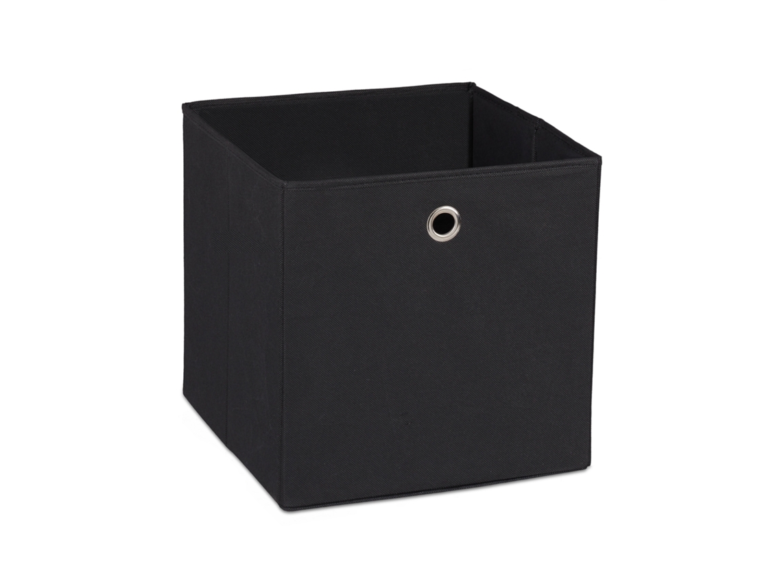 Relaxdays 2 Cajas De Almacenamiento, Cuadradas Para Estantería, Cubos De Tela 30x30x30 Cm, Negras