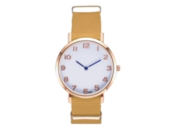 Reloj Analógico De Cuarzo Para Mujer/hombre Con Correa De Nylon Amarillo