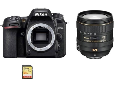 Kit Cámara Réflex NIKON D7500 + AF-S DX 16-80MM F2.8-4E ED VR + Tarjeta SD de 64GB