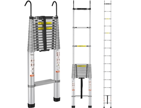 Escalera telescópica de aluminio de extensión de 18,5 pies portátil multifuncional VEVOR