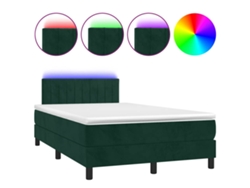 Maison Exclusive - Cama Box Spring Colchón Y Led Terciopelo Verde Oscuro 120x190cm