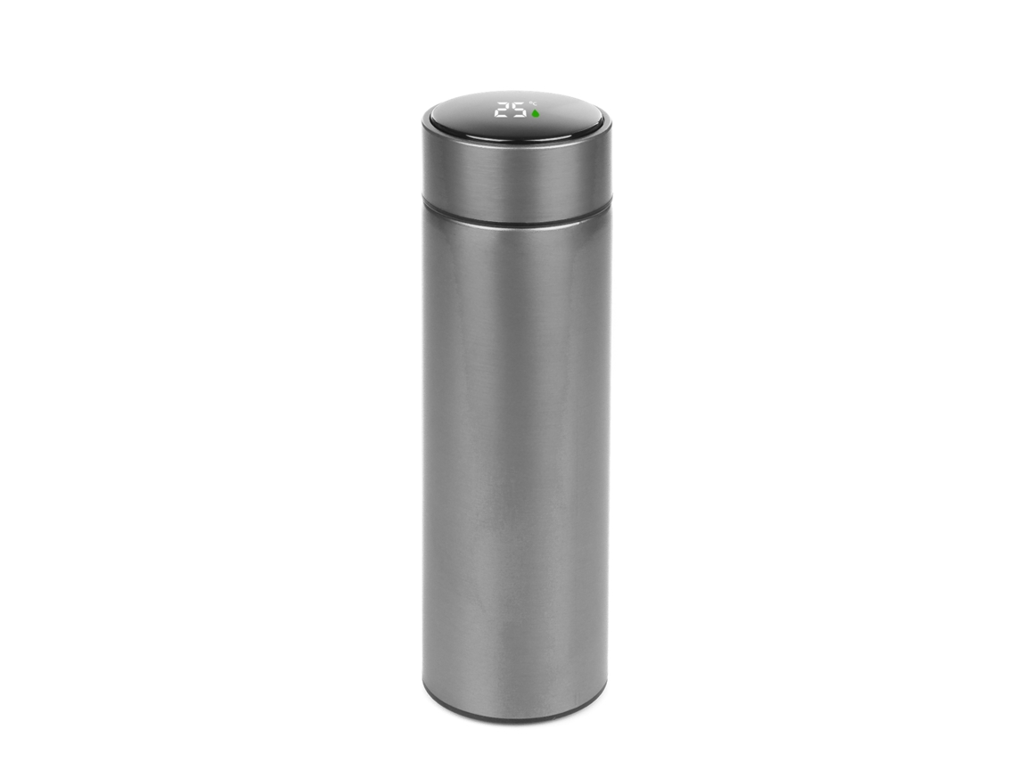 Termo deportivo de 500 ml con indicador de temperatura inteligente. Botella de agua con aislamiento al vacío que mantiene la temperatura hasta 12 horas.
