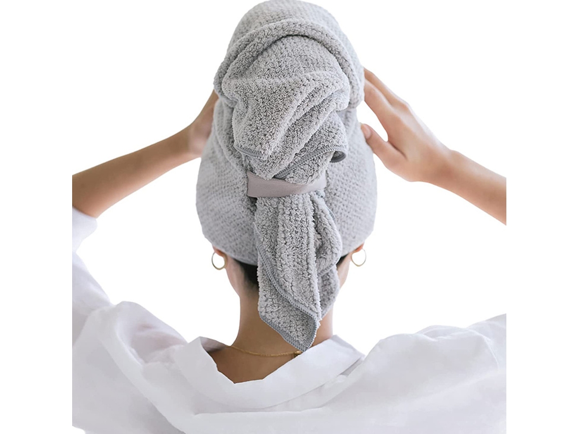 (gris) Toalla Grande De Microfibra Para Secar El Cabello Para Mujer, Muy Absorbente, De Secado Rápido Y Sin Frizz.