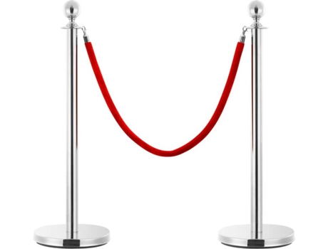 vidaXL Barrera portátil de colas VIP 3 pzas acero inoxidable plateado