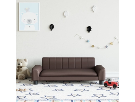 MAISON EXCLUSIVE - Sofá para niños de cuero sintético marrón 90x53x30 cm