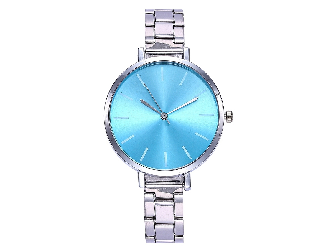 Reloj De Pulsera Unisex Informal De Cuarzo Con Brazalete De Acero Azul Claro.