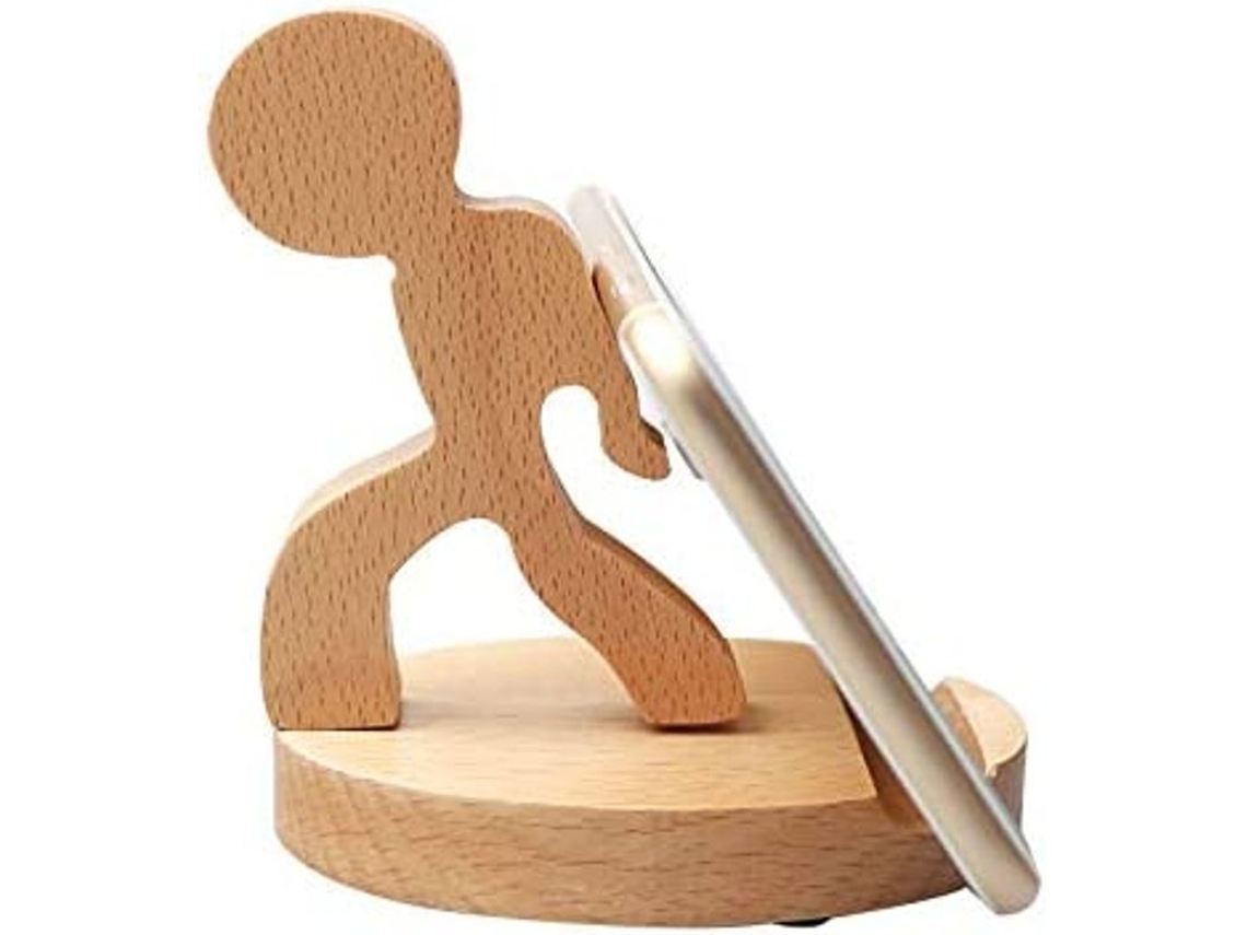 Soporte De Mesa De Madera Para Teléfono Móvil, Bonito, Con Base A Prueba De Derrames, Compatible Con Teléfonos Móviles De 4 A 8 Pulgadas Con Funda.