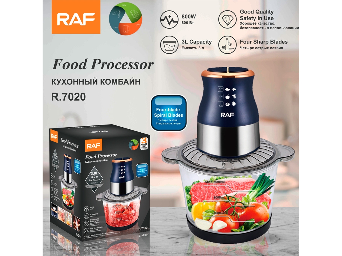 Picadora de carne eléctrica doméstica, estándar europeo, con ventana de cristal y triturador de ajo, 3 litros, Mdug