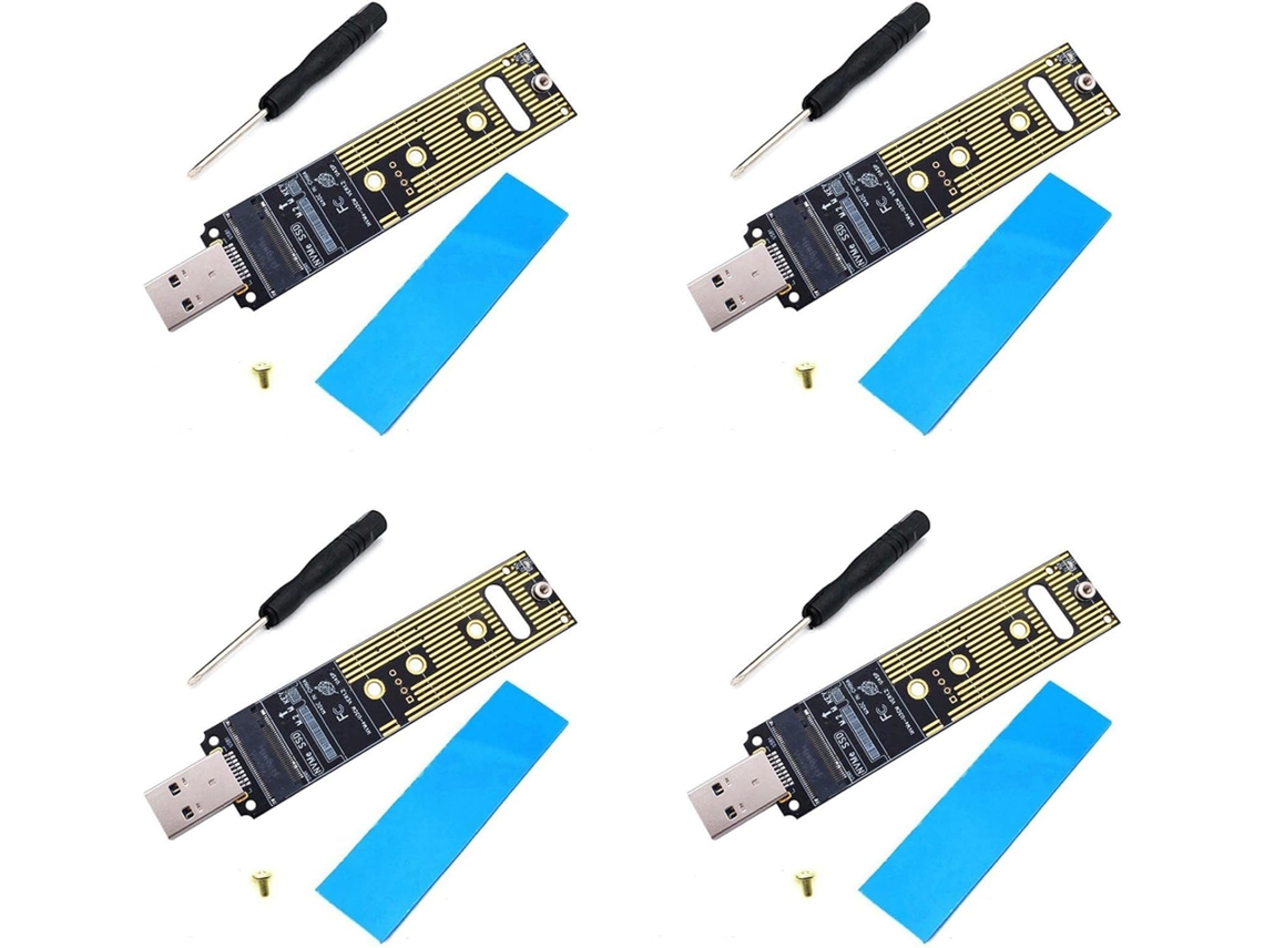 Paquete De 4 Adaptadores Nvme Usb M.2 Ssd A Usb 3.1 Gen 2 De 10 Gbps Para 2230, 2242, 2260 Y 2280.