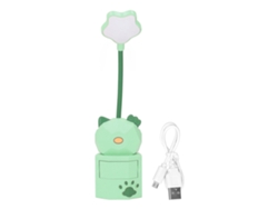 2026-lámpara De Escritorio Led Con Carga Usb Luz Cálida Diseño Cute Cartoon Protectora De Ojos Con Caja De Almacenamiento Verde