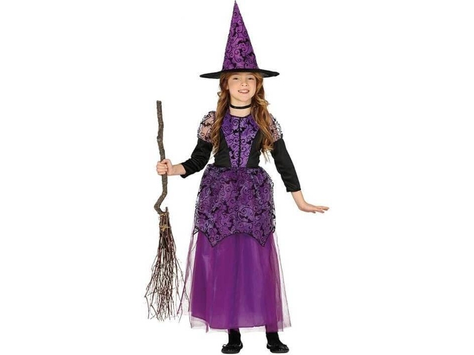 Disfraz de Niña DISFRAZZES Brujita Negro Y Morado (Talla: 10 a 12 años)