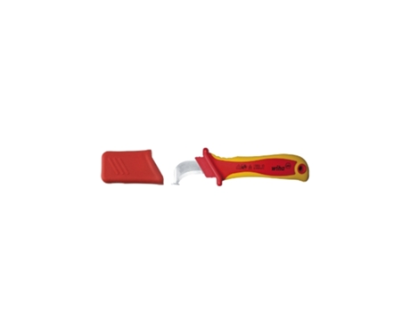 WIHA Cuchillo pelacables con cuchilla de gancho con patín de guía para cables redondos, en blíster (36053)