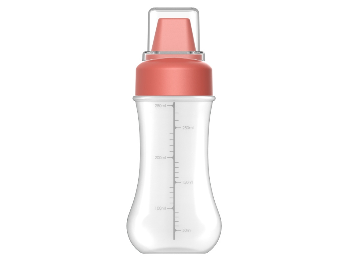 Botella rociadora con graduaciones y etiquetas de identificación, ideal para cocina, color rojo