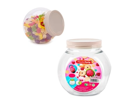 PLASTIC FORTE Candy - Juego de 2 Botes para Golosinas 1L con 2 Posiciones. Marrón