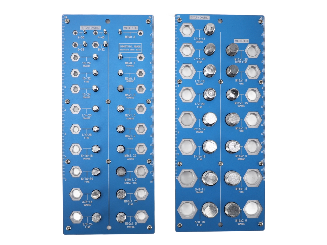 Calibre de tornillo de aluminio de 38 orificios, azul, Empire Métrico