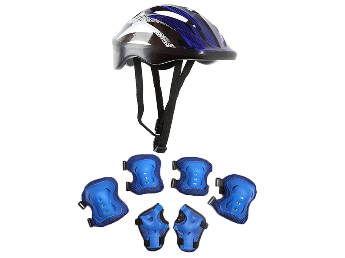 Conjunto de protección para ciclismo de 7 piezas, incluye muñequeras (azul oscuro)