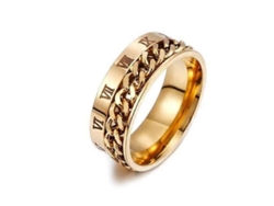 Anillo Giratorio De Acero Inoxidable Con Cadena Digital, Romeo Classic, Regalo Para Hombre.