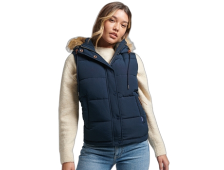 Abrigo para Mujer SUPERDRY (L - Poliéster - Azul)