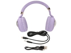 Fone De Ouvido Gamer Bluetooth Cute Cartoon Com Luz Led Fio E Sem Fio Estéreo Roxo Para Jogos Filmes Música