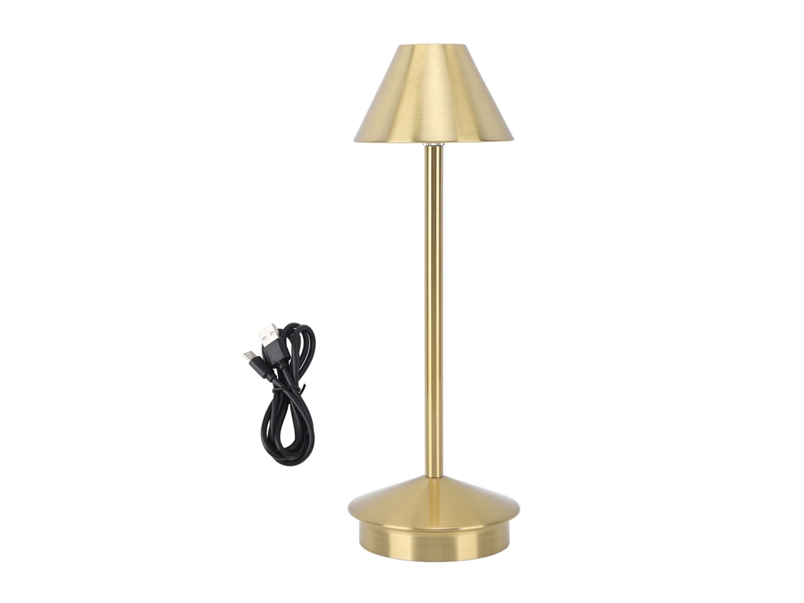 Bj-lâmpada De Mesa Sem Fio Moderna Arte De Ferro Led Portátil 3 Cores Regulável Sem Cabo Com Controle Táctil Ouro