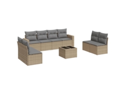 Maison Exclusive - Set De Sofás De Jardín 9 Pzas Con Cojines Ratán Sintético Beige