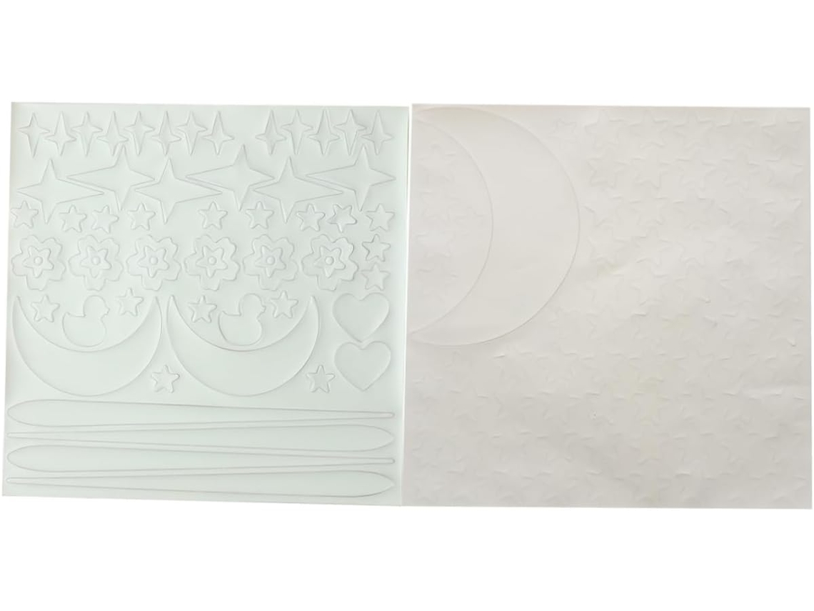 2 Láminas Pegatinas Luminosas Pared Decoración Fluorescente Luna Dormitorio. Paquete Pegatinas.
