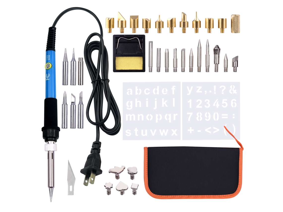 Kit De 39 Piezas Para Pirograbado Con Pluma De Temperatura Ajustable (200-450 ℃) Para Principiantes Y Adultos.