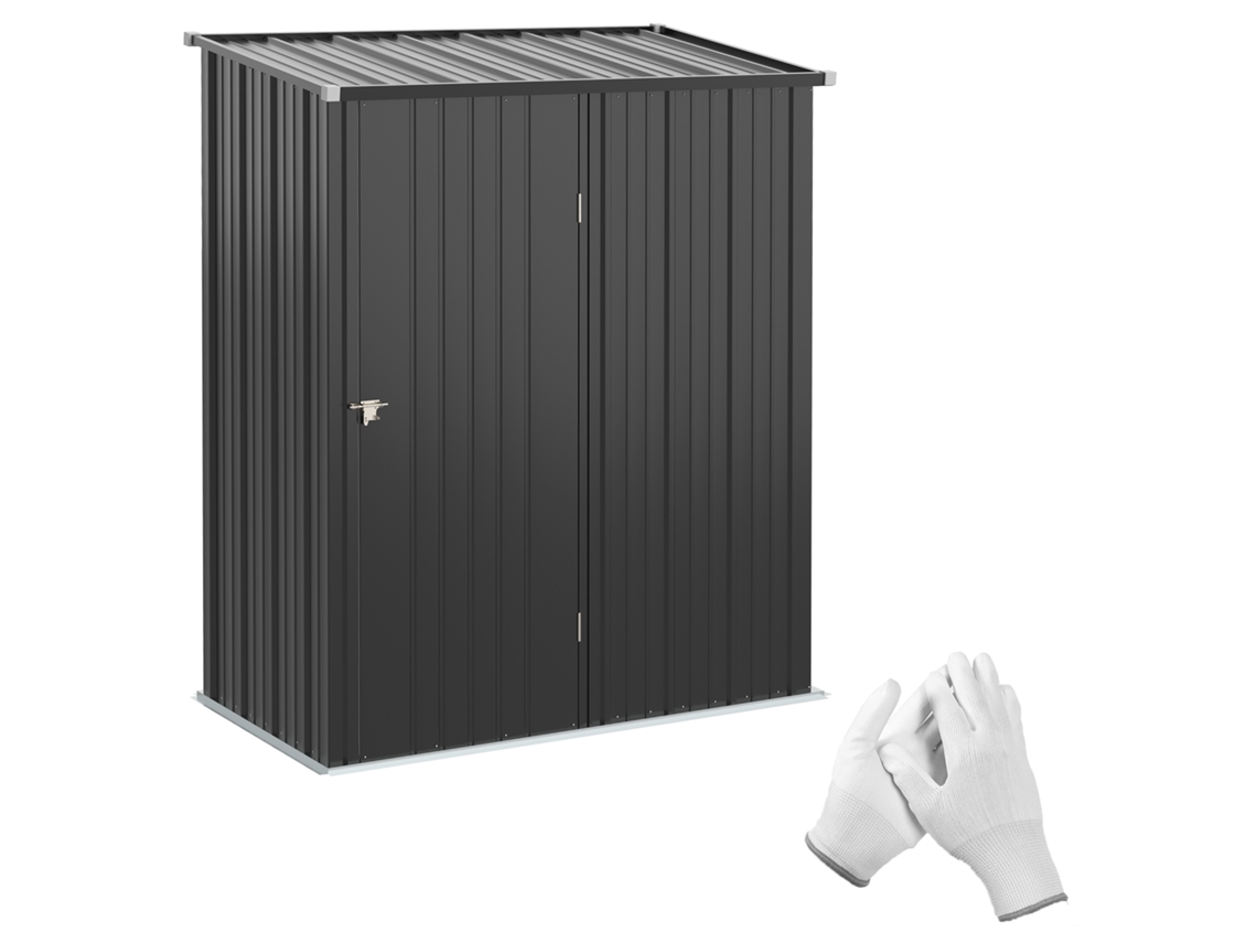 Caseta De Jardín De 1,34 M². Armario De Jardín Con Cerradura Y Techo A Dos Aguas De Acero Galvanizado, 161,5 X 94,5 X 196 Cm, Color Negro.