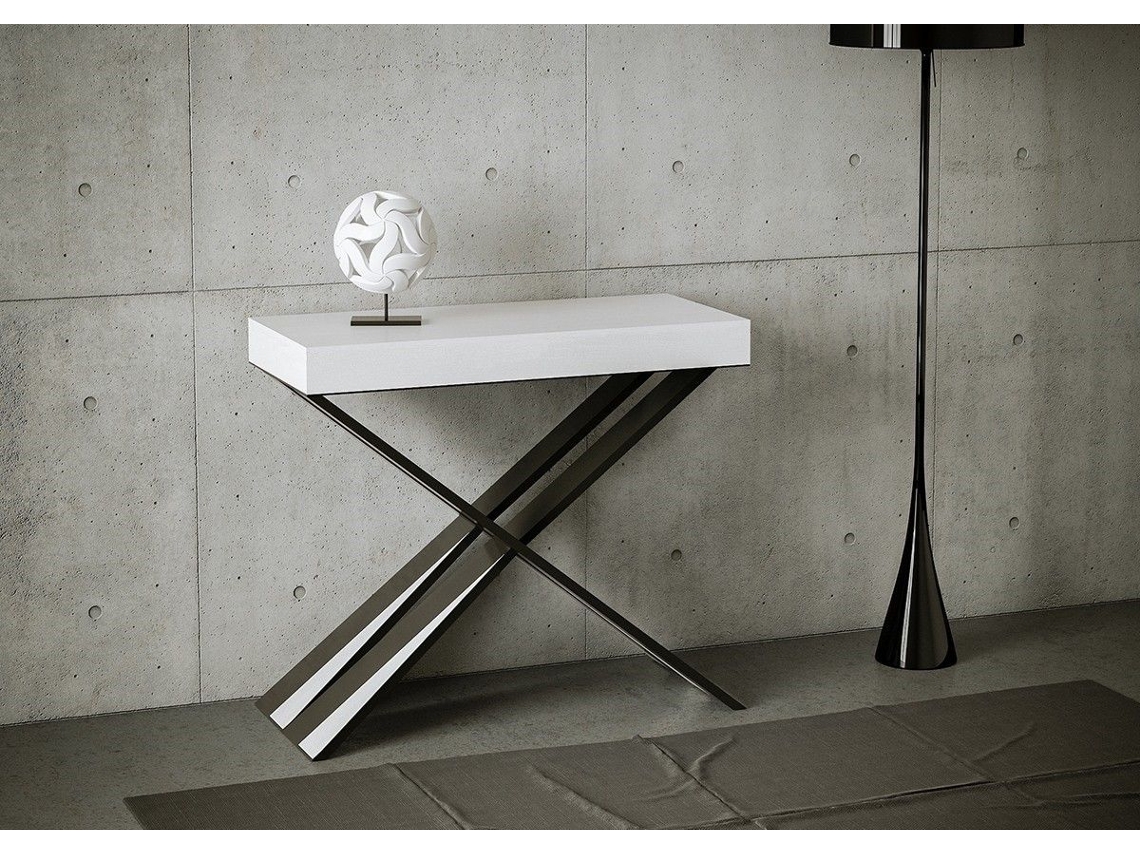 Consolas Diago Premium Extensible hasta 300 cm ITAMOBY (90 x 40 x 77 cm - Paneles de Melamina - Fresno Blanco)