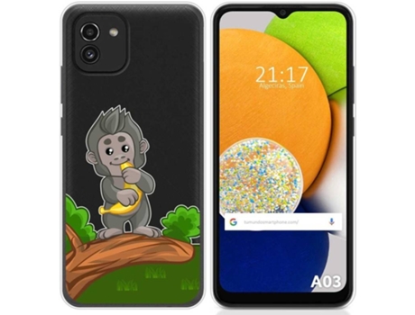 Carcasa para Samsung Galaxy A03 TUMUNDOSMARTPHONE Dibujos Transparente Mono Multicolor