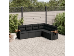 Conjunto de sofás de jardín de 6 piezas DKD Home Decor con cojines de mimbre negros