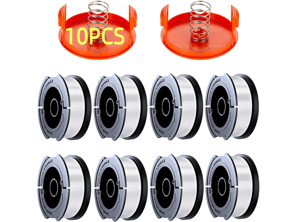 Paquete De 8 Carretes De Hilo Con 2 Tapas Para Desbrozadora Black+decker Af-100-3zp Henten Home