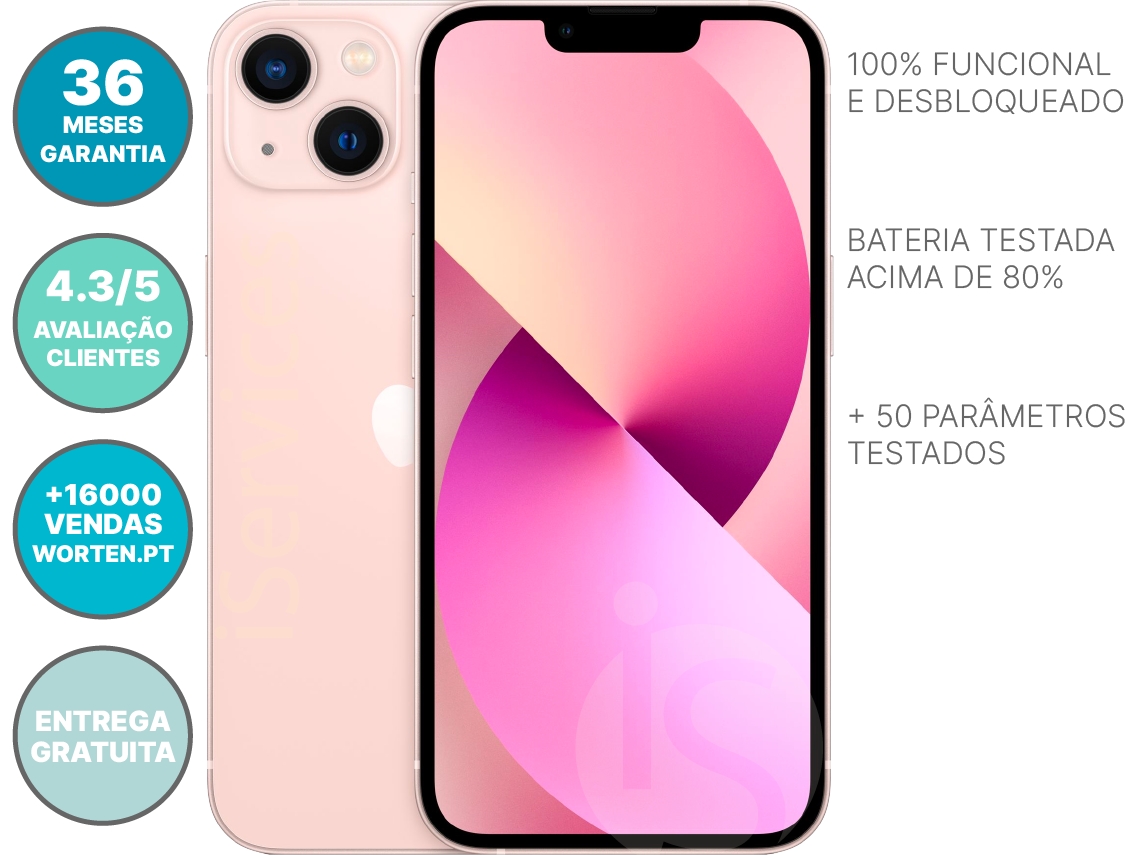 iPhone 13 APPLE (Reacondicionado Como Nuevo - 6.1'' - 256 GB - Rosa)