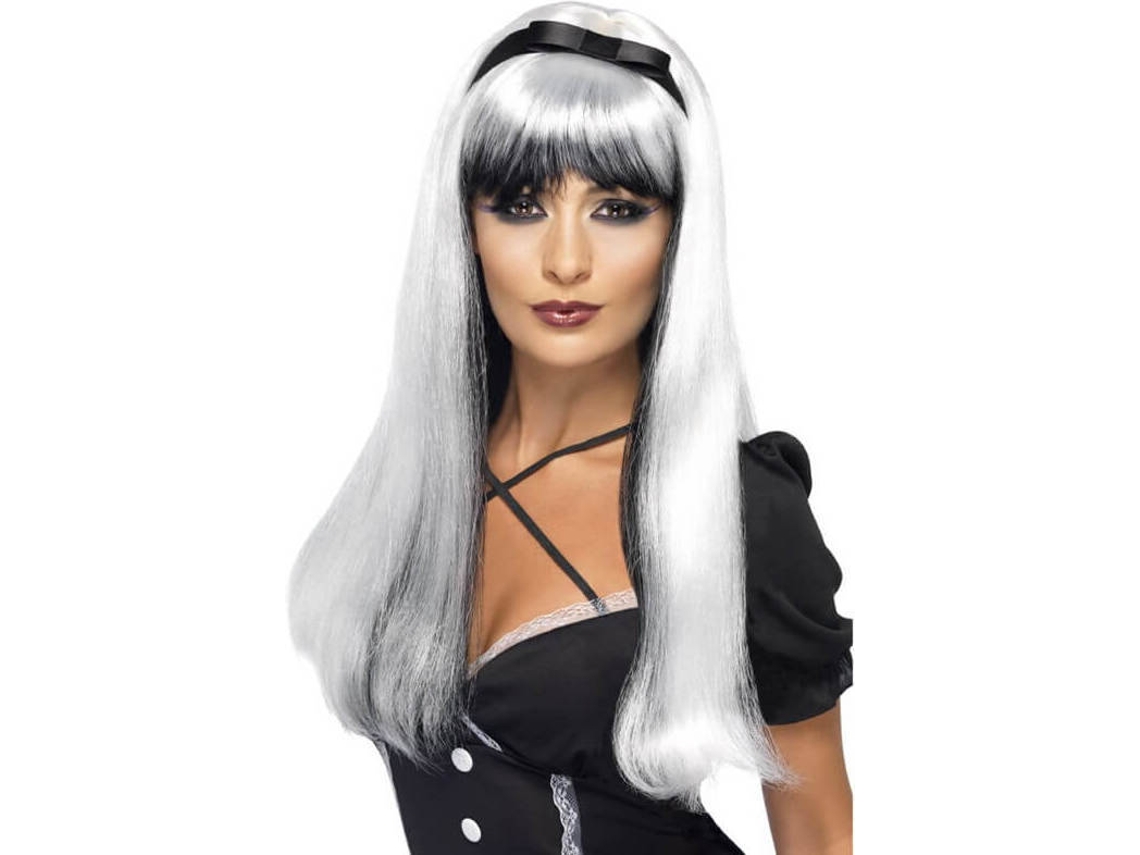 Peluca DISFRAZZES Hechicera Blanca Con Mechas Negras (Talla: Talla Universal)