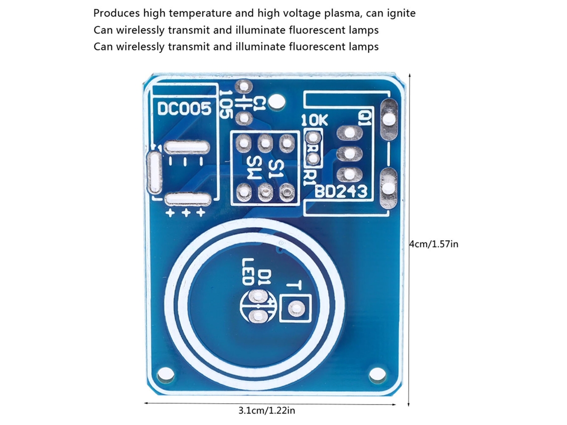 2026as-kit Mini bobina de Tesla DIY con módulo LED y chispa remota de 12 V CC para ensamblaje electrónico