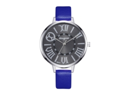 Reloj De Pulsera Moderno Coreano Para Mujer En Piel Azul - Analógico De Cuarzo Redondo