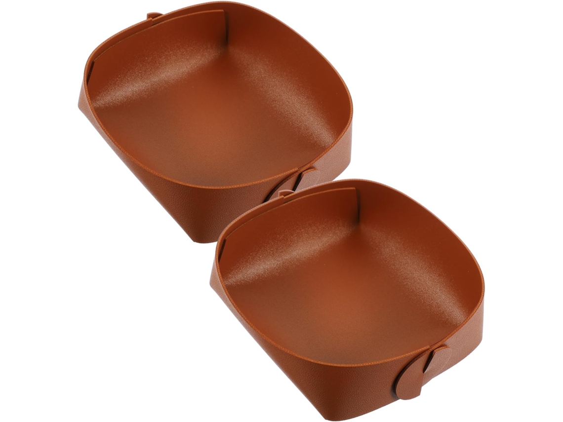 Juego de 2 cajas organizadoras de escritorio de cuero, pequeño accesorio de escritorio, bandeja, marrón.