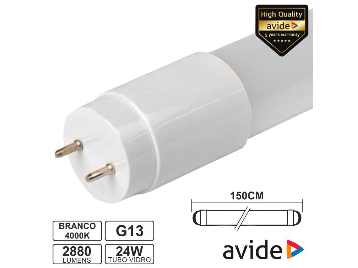 Lámpara tubular LED AVIDE T8 (24W 150cm G13 4000K 2880lm)