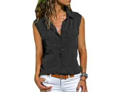 2026-chaleco Sin Mangas Para Mujer Con Botones Y Bolsillos Camisa De Color Sólido Para Verano