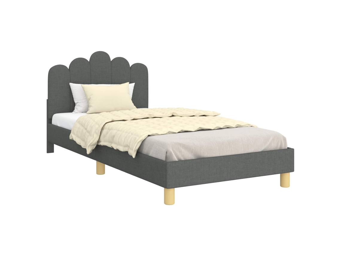 Maison Exclusive - Cama Para Niños Con Cabecero Gris Oscuro 80 X 200 Cm Tela