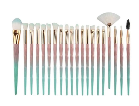 20 pinceles para maquillaje de ojos, pincel para sombra de ojos con gradiente de unicornio, verde y gris BISBISOUS
