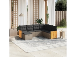 Conjunto de sofás de jardín de 7 piezas DKD Home Decor con cojines de mimbre gris